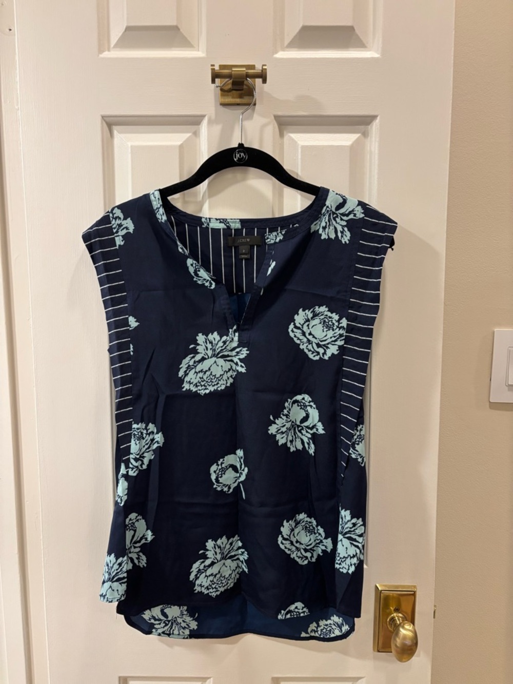 J. Crew Navy Shirt with Mint Floral Print